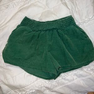 GREEN CORDUROY SHORTS
